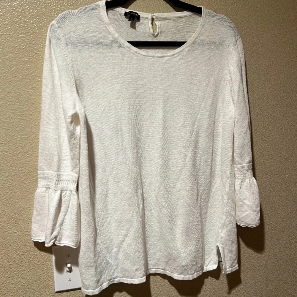 Talbots romantic bracelet bell sleeve sweater linen old money minimalist coastal